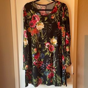 🌹 Long Sleeve Black and Colorful Floral Dress 🌹